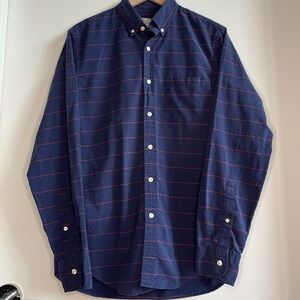 J. Crew Navy/Red Striped Cotton Shirt